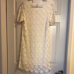 Joie White Floral Crochet Short-Sleeve Dress